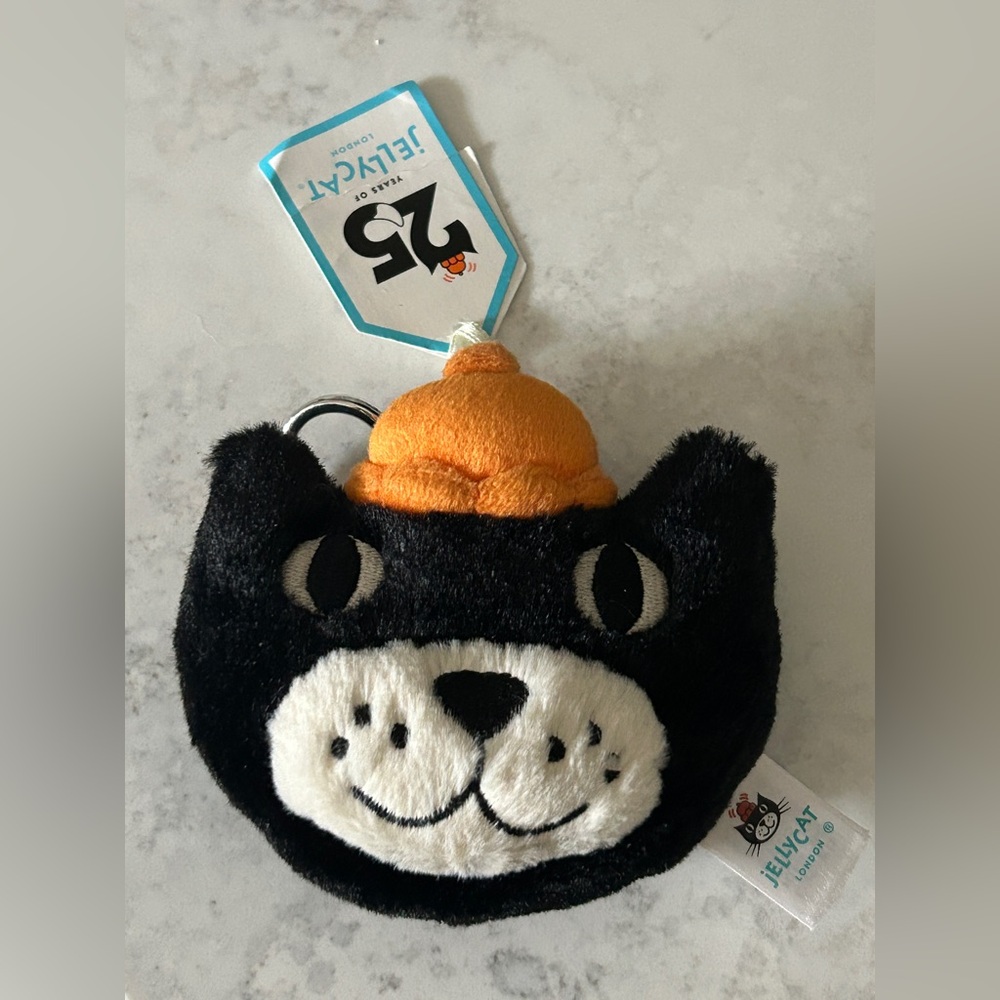 Jellycat Black and White Cat Bag Tag Charm